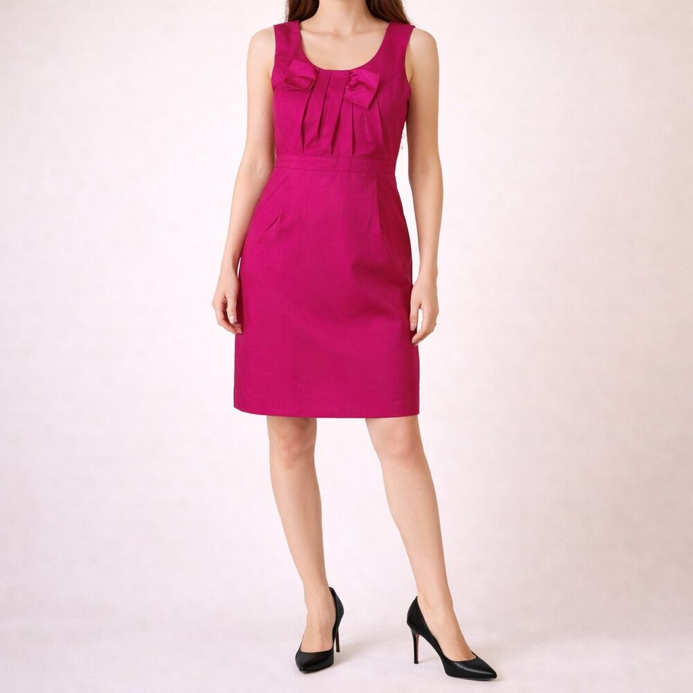 Kate Spade Silk Blaine Cocktail Dress Pink Fuschia Bow Wedding Guest Size Xs